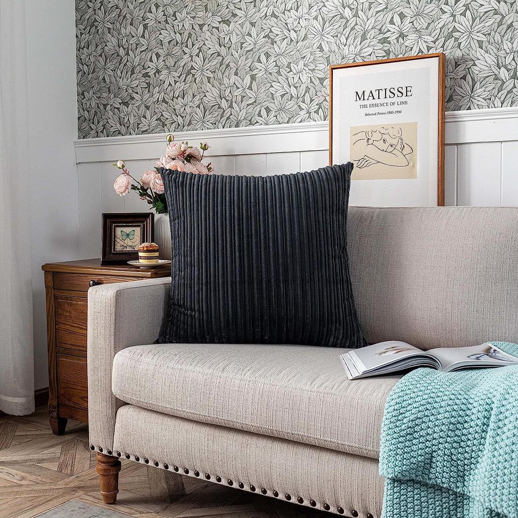 Cord Samt Dick Gestreiftes Kissen Kissenbezug Sofa Dekokissenbezug Bettkissenbezug