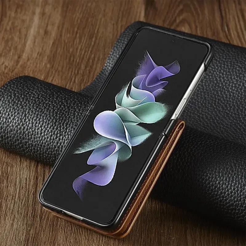 Luxus-Leder-Wallet-Hülle Für Samsung Galaxy Z Flip 6 5 4 3 Cover Kartensteckplatz Halter Business-Handytasche Flip3 flip4 Tasche Funda
