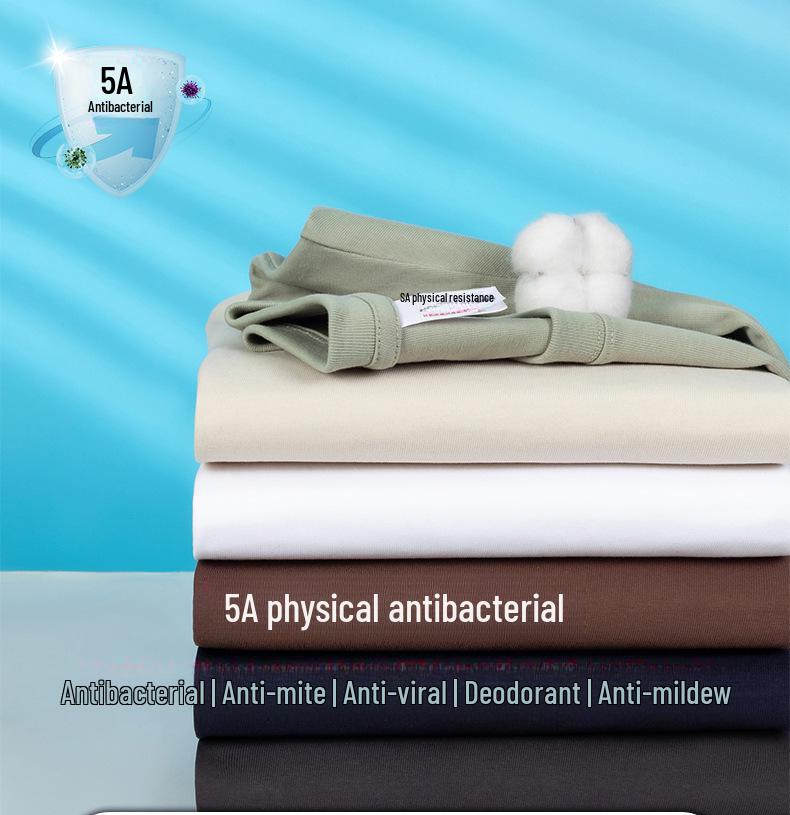 Unisex Antibacterial Cotton Double Yarn T-Shirt - 280g, Short-Sleeve, Loose Fit