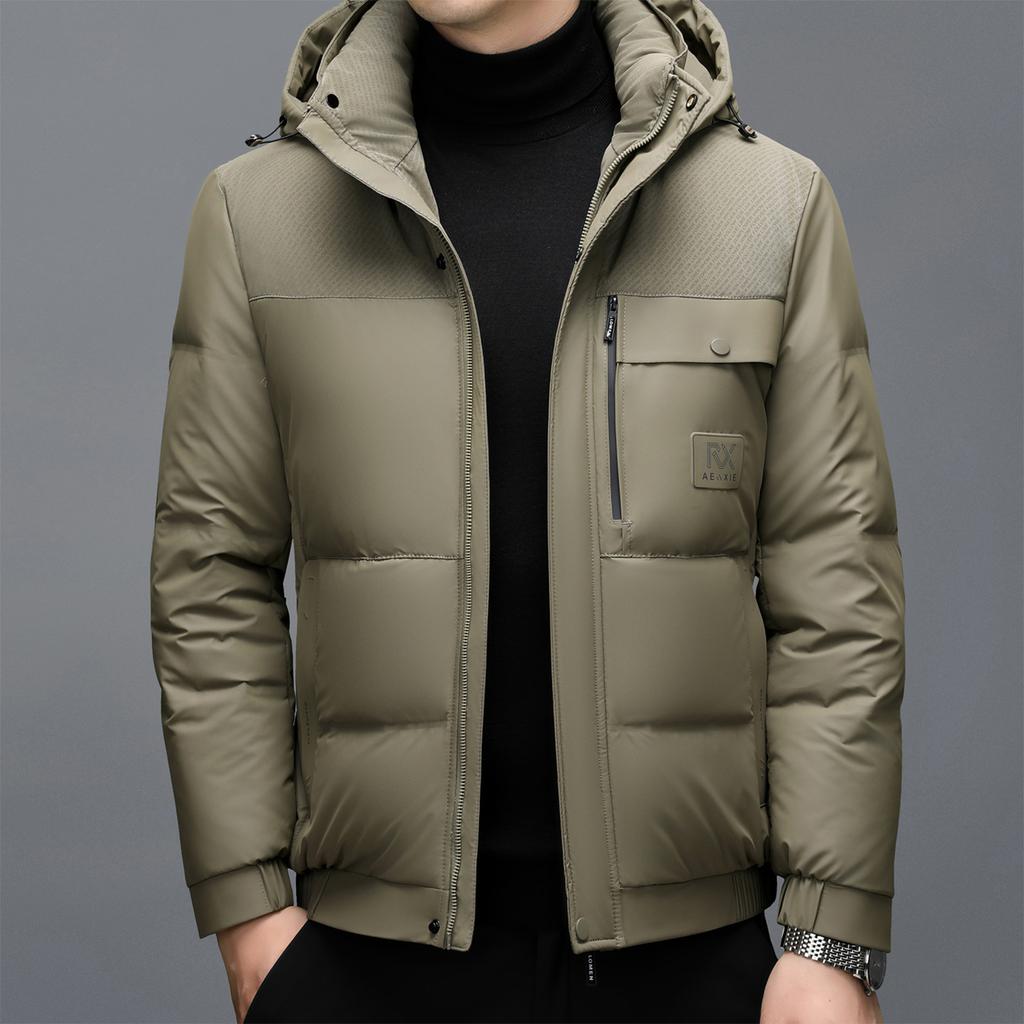 Down jacket middle-aged and young Haining men's genuine leather jacket thickened casual loose jacket jacket large size jacket dad outfit