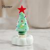Crystal Holiday Decor Handmade Glass Christmas Tree Ornament with Star Top And Colorful Bead Details, Decorative Tabletop Trees Desktop Rotating