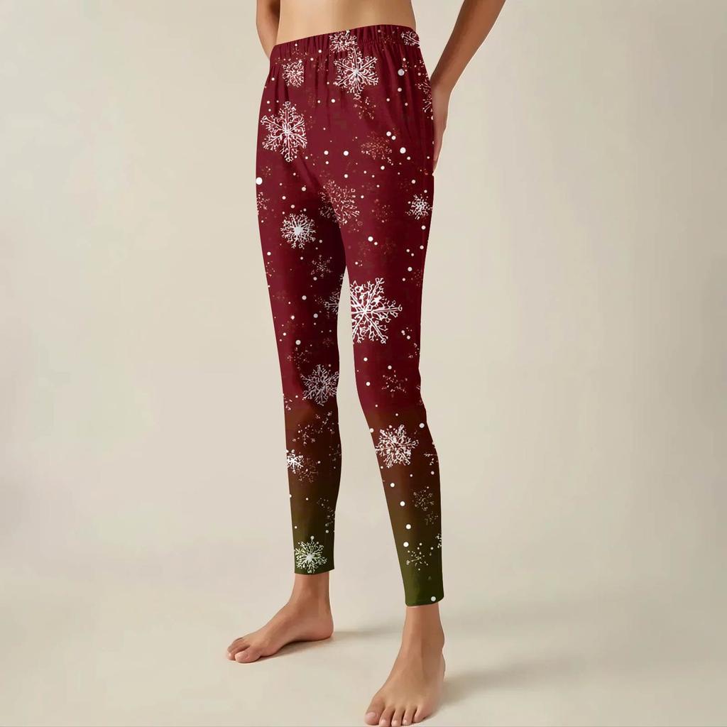 Women's Pants Christmas Printed Stretchy Soft Bottoms Casual Home Sleeping Pants