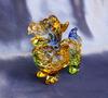 Four Cart Handmade Glass Feng Shui Good Luck Lucky Pixiu Colorful Small Set of 3