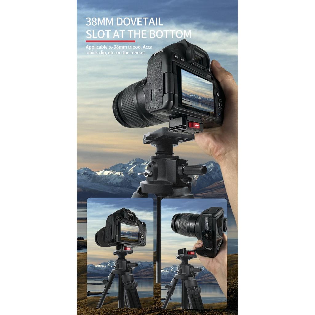 Quick Release Clamp Plate V-Lock Mount Anti-shake Clamp 1/4" Screw for 38mm Tripod Head Field Monitor LED Light Camera Accessory