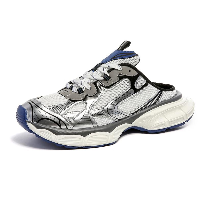 

Удобные мужские и женские трендовые туфли на толстой подошве для улицы, мужские сетчатые спортивные повседневные туфли для скейтборда, Парижская пара, полушлепки 39 синий