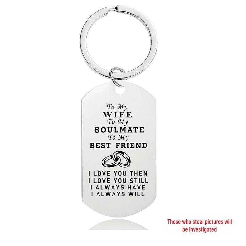 Breloc Militar Gravat din Oțel Inoxidabil - Cadou de Ziua Îndrăgostiților pentru Cupluri