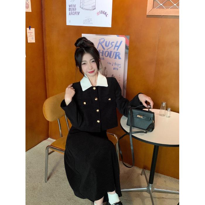 Красный комплект платьев в стиле французский шик для полных: Стройнящий, Омолаживающий Комплект из Двух Предметов для Фигуры «Груша» – Идеально для Весны и Осени. XL