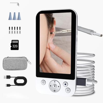 AMTORIN Ohrenkamera mit 3,2 mm Durchmesser, inklusive steril verpackter Ohrenreiniger-Teile, 5-Zoll-IPS-Monitor, IP67 wasserdichte Ohrenkamera mit LED-Licht, Ohrenschmalz