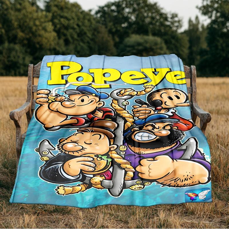 Popeye's Strength Displayed Blanket Flannel Throw for Sofa, Indoor, Camping, Living Room, Office, Chair, And Bed Soft Birthday Gift