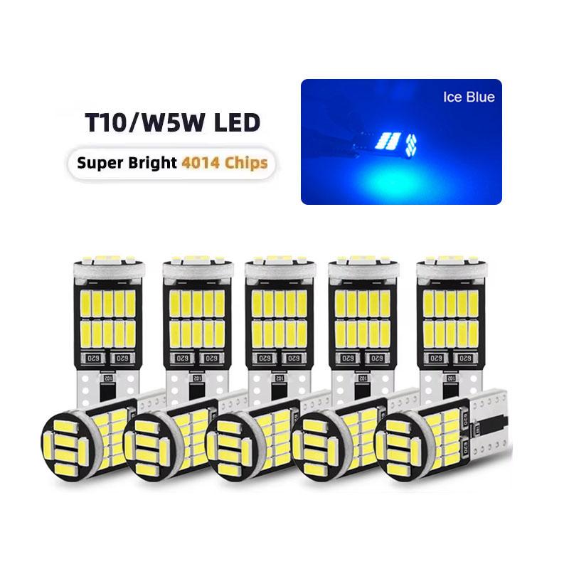 10PCS Auto Bulb T10 W5W 194 501 Led Canbus No Error Car Interior Light T10 26 SMD 4014 Chip Wedge Side Lights Instrument Lamp