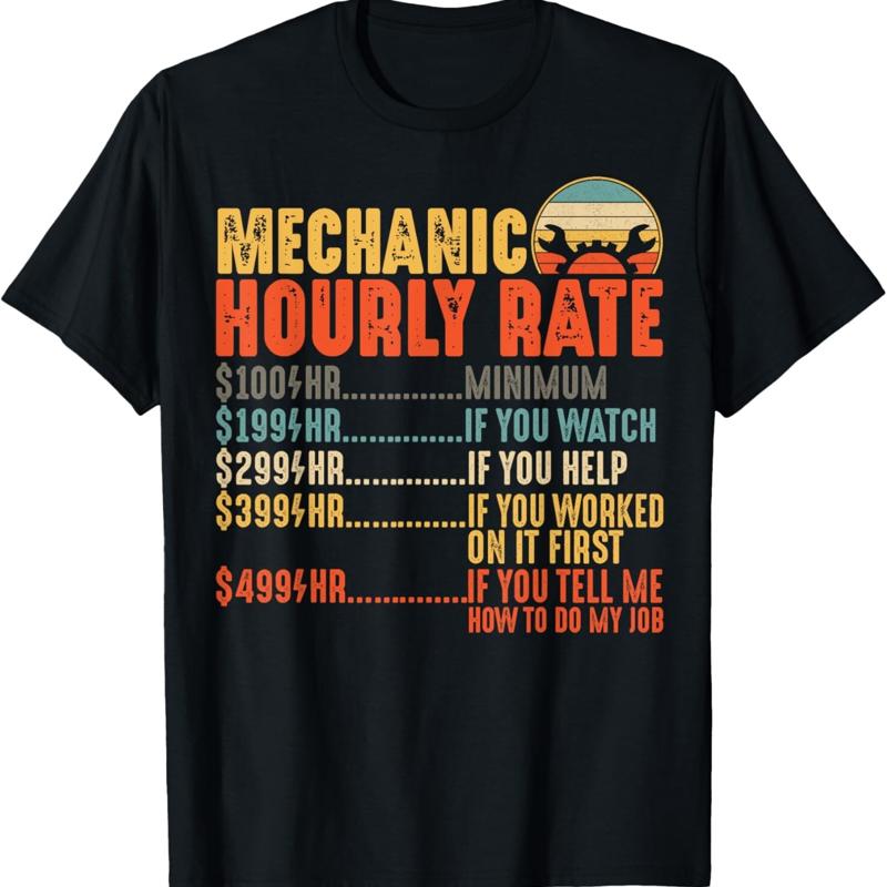 

Funny Mechanics Labor Rates T Shirt - Men s Summer Cotton Graphic Tee S разноцветный