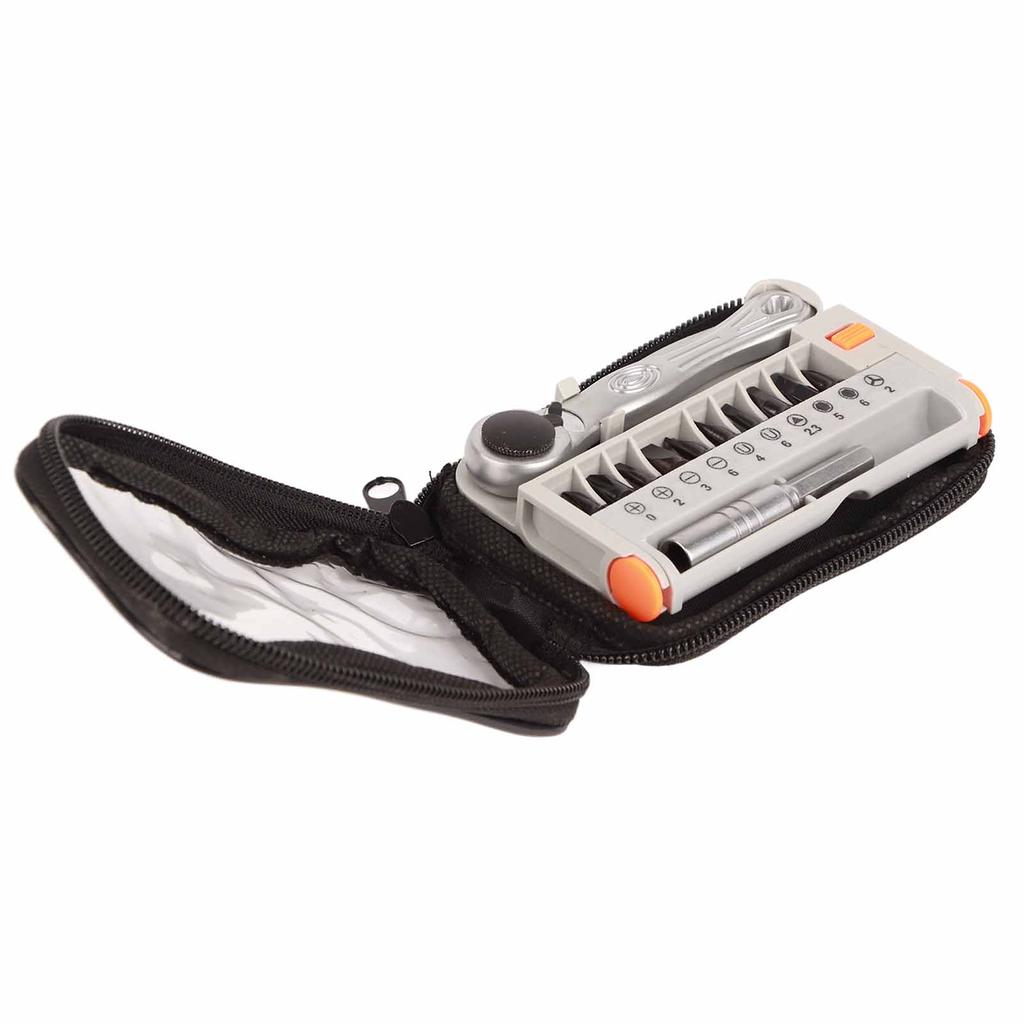 12 in 1 Portable Mini 14" Quick Ratchet Socket Wrench & Screwdriver Bits Set Hand Repair Tool