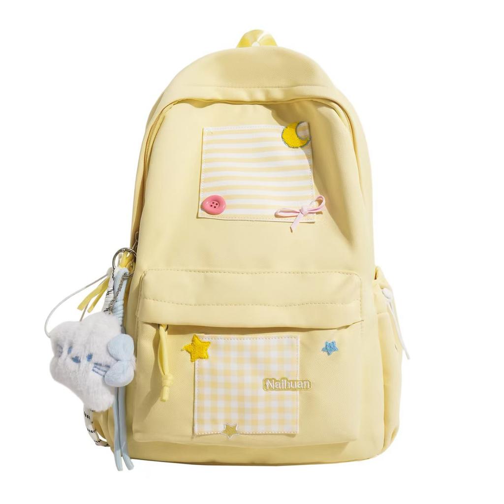 Schoolbag new plaid splicing bow backpack fashion leisure travel backpack female junior high school students lightweight schoolbag