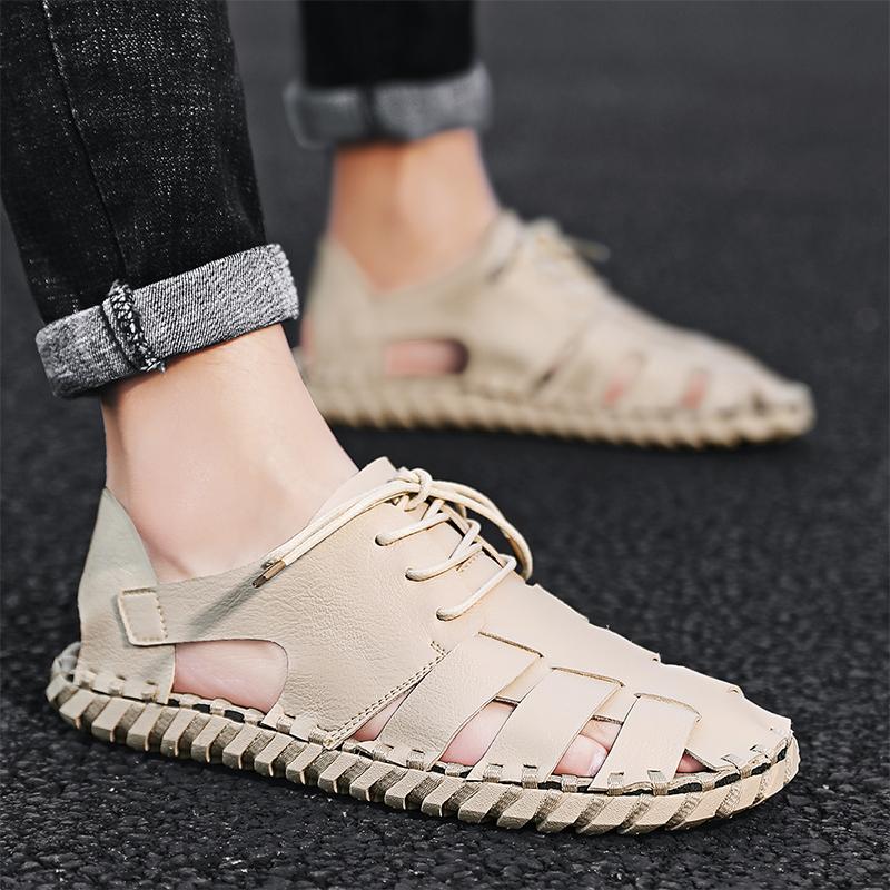 new summer simple fashion baotou sandals men outdoor sports beach shoes British style handmade casual shoes