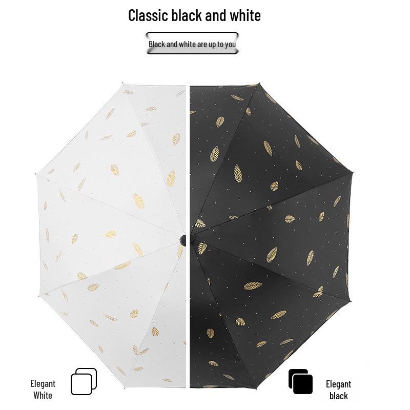 Třídílný vinylový deštník s ražbou zlatem - Skládací sluneční clona a ochrana proti dešti s logem