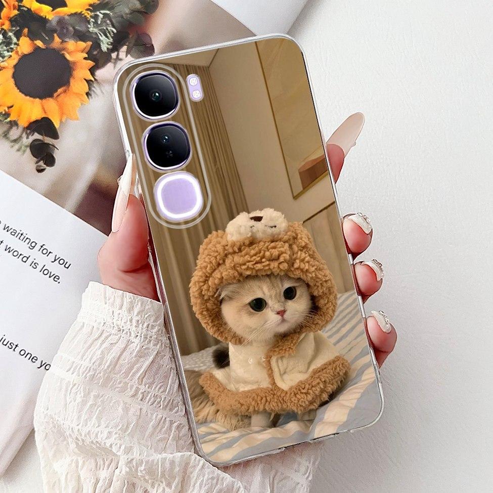 For Vivo V40 Lite 5G IDN Case V2417 Clear Cute Cat Fashion Butterfly Love Painted Soft Phone Case For Vivo V40 Lite 4G IDN Cover