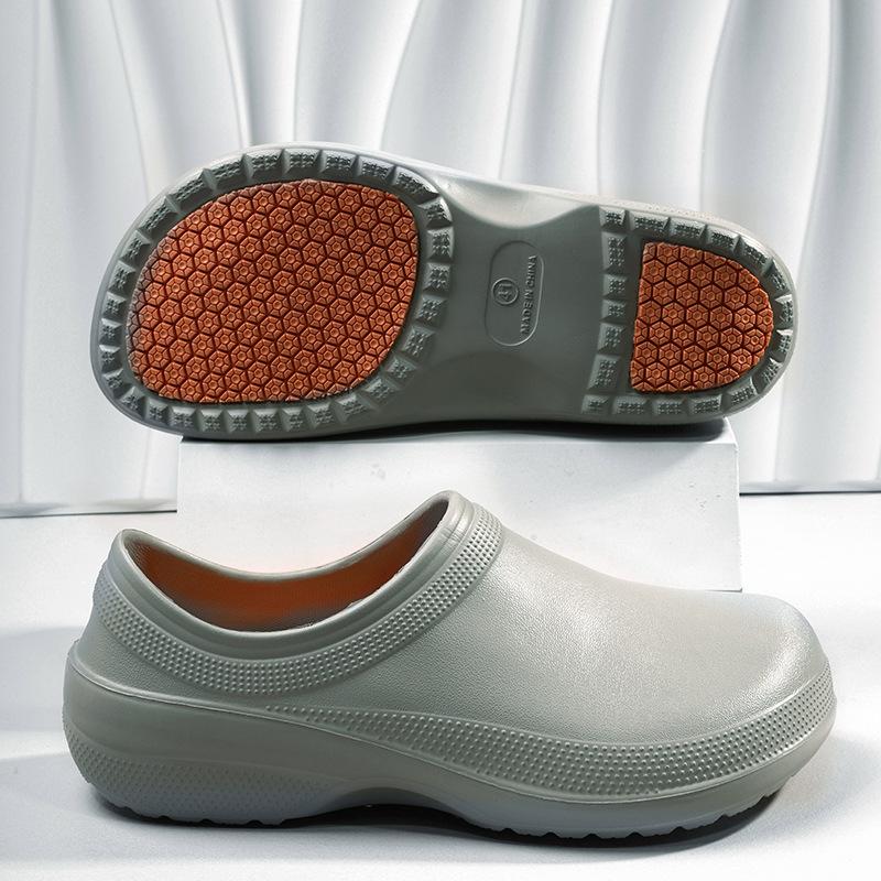 Non-Porous Bag Heel Hole Shoes Hotel Canteen Restaurant Waterproof Chef Shoes Men'S Casual Non-Slip Wear-Resistant Work Shoes Men