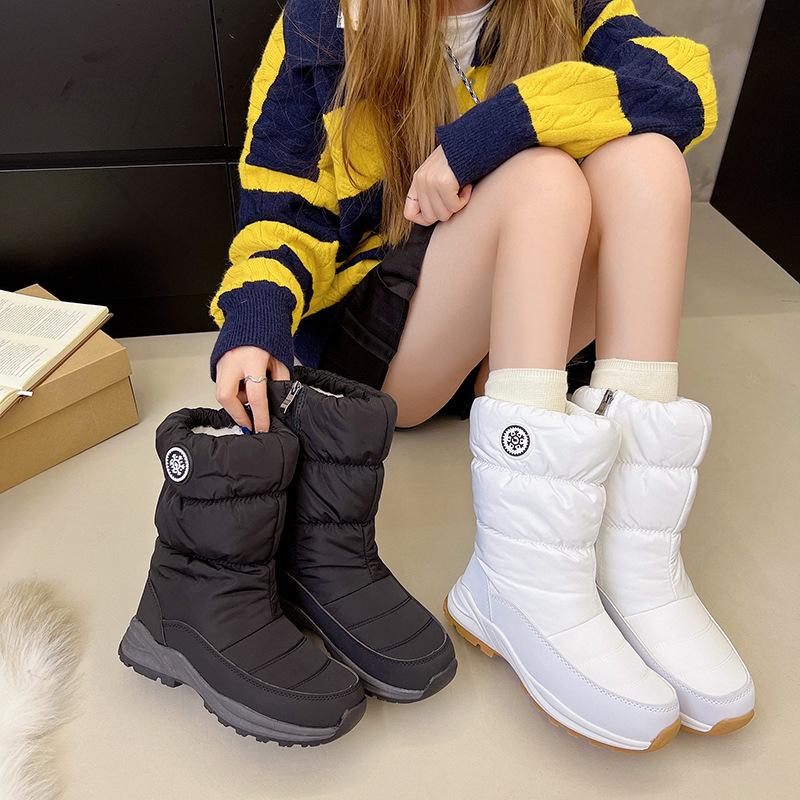 Processing Customized 25 Winter Couple Fleece Thickened Medium Tube Snow Boots Non-slip Thick-soled Men's and Women's Northeast Outdoor Cotton Boots
