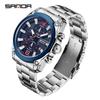 SANDA 5305 Men's Luminous Waterproof Steel Wristwatch with Calendar, Multi-Function Dials.