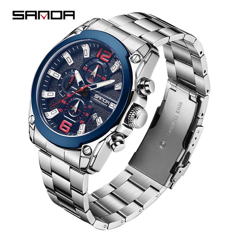 Sanda Quartz Men's Watch: Creative, Calendar, Multi-eye Design, Fashionable, Versatile.