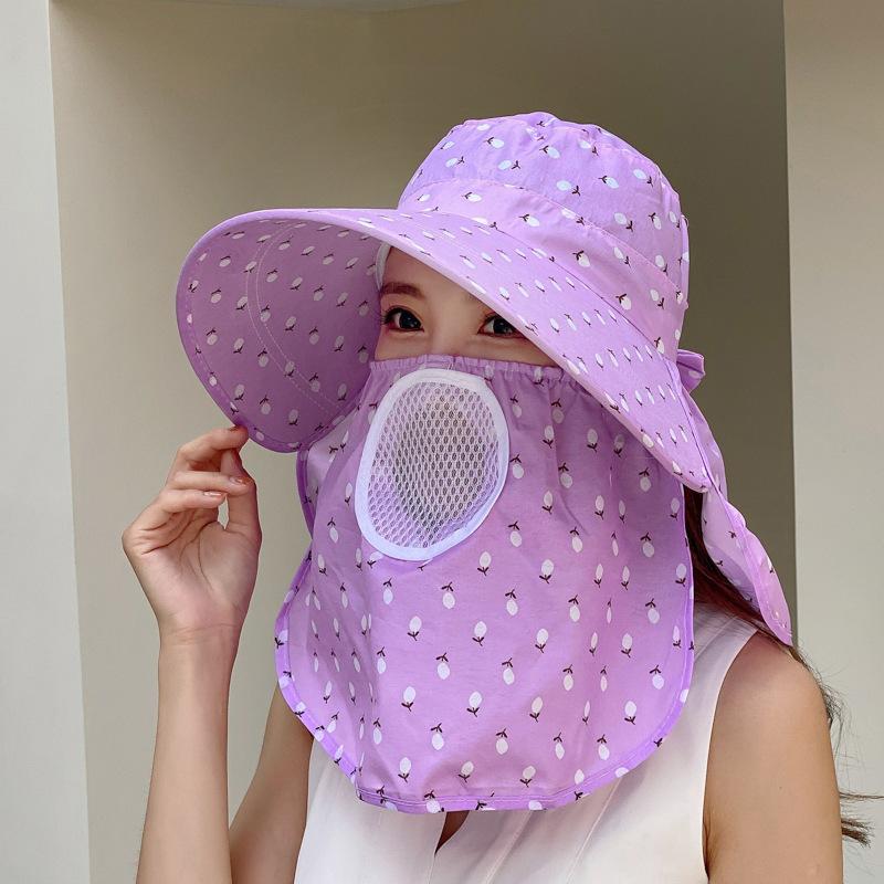 Premium summer sun hat, large brim, UV protection, face cover, shawl, neck protection, sun protection hat, sunshade tea picking women's hat
