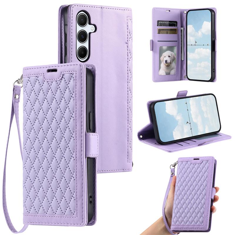 Grid Strap Leather Case for Samsung Galaxy A57 A37 A17 A07 A56 A36 A26 A16 A06 A55 A35 A25 A15 A54 A34 A24 A14 Case Wallet Cover