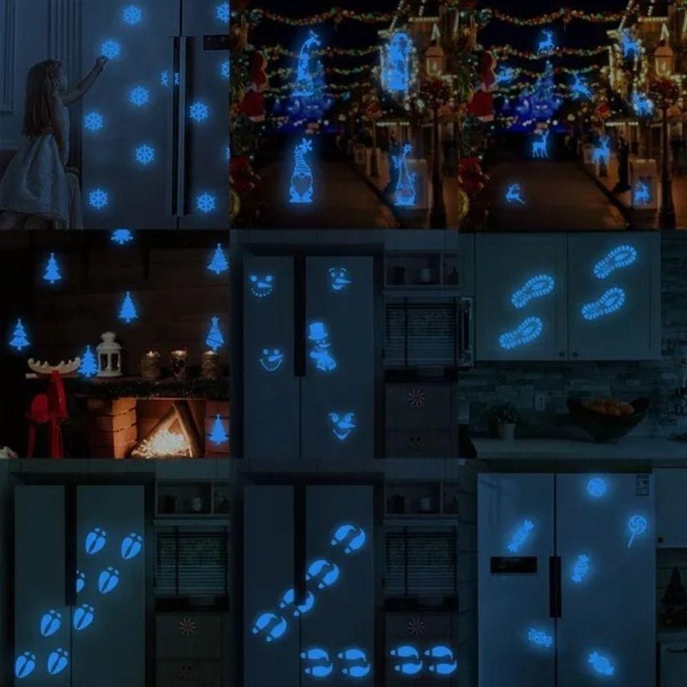 Party Holiday Santa Claus Footprint Sticker Luminous Sticker Floor Decorative Sticker Wall Sticker