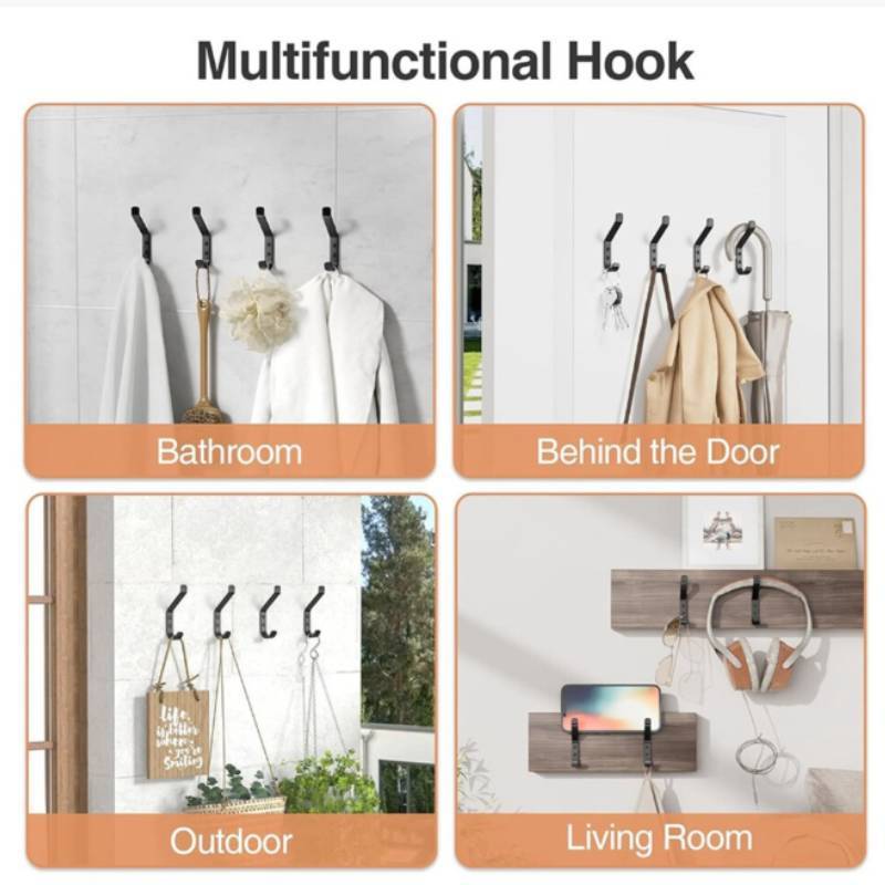 Stainless Wall Mounted Hook Multipurpose Clothes Hanger For Backpack Hat Towel Keys Home Storage