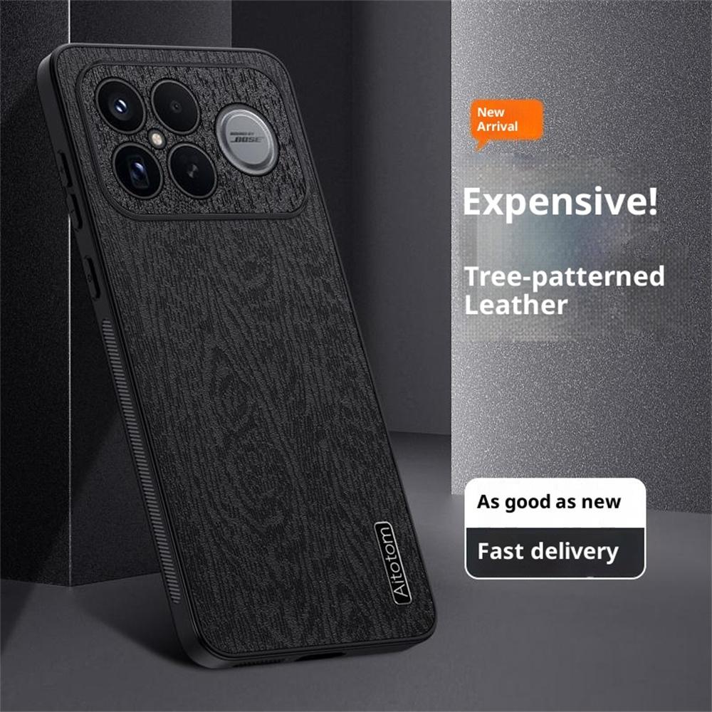 For Xiaomi Redmi K90 Pro Max 5G/Poco F8 Ultra Case Wood Texture PU Leather Coated PC TPU Phone Cover