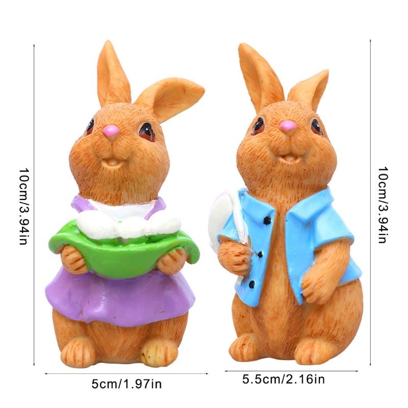 Handcrafteds Easters Bunnys Resins Figurine for Festive Home Decoration and Seasonal Celebration