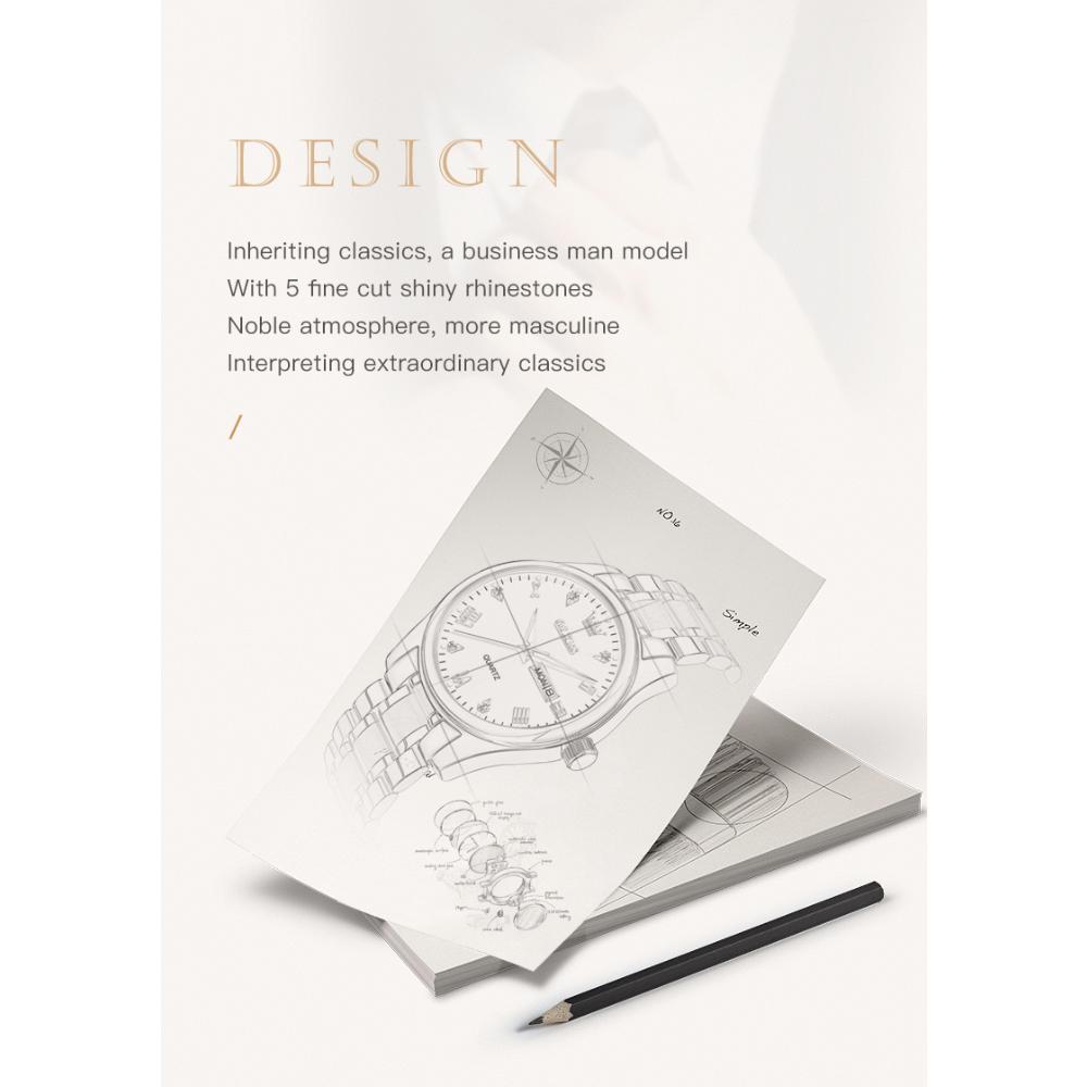 OLEVS Nouvelle montre d'affaires et de loisirs en or avec diamants Montre à quartz Montre d'affaires étanche et lumineuse pour homme