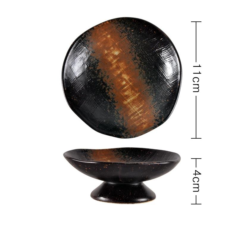 Creative Japanese ceramic plate with high feet saucer saucer snack tea dessert plates snack plate fruit plate bowls ramekin
