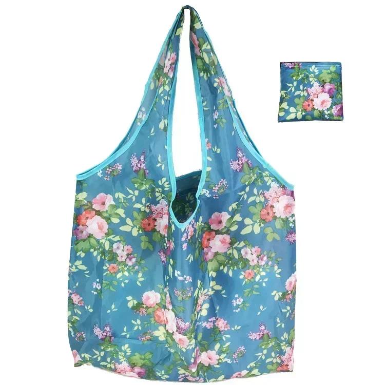 Fashion Printing Foldable Eco-Friendly Shopping Bag Tote Folding Pouch Handbags Reusable Large-capacity for Travel Grocery Bag