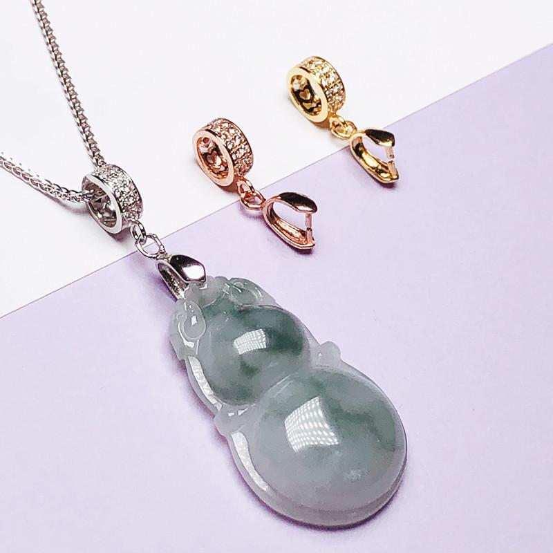 

S925 Sterling Silver Jade & Amber Clip-On Pendant with 18K Gold Plated Buckle платиновый