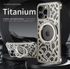 Luxury Metal Alloy Phone Case For iPhone 16 15 17 Pro Max 360°Rotating Bracket Magsafe Lens Protect Shockproof in-vehicle Cover