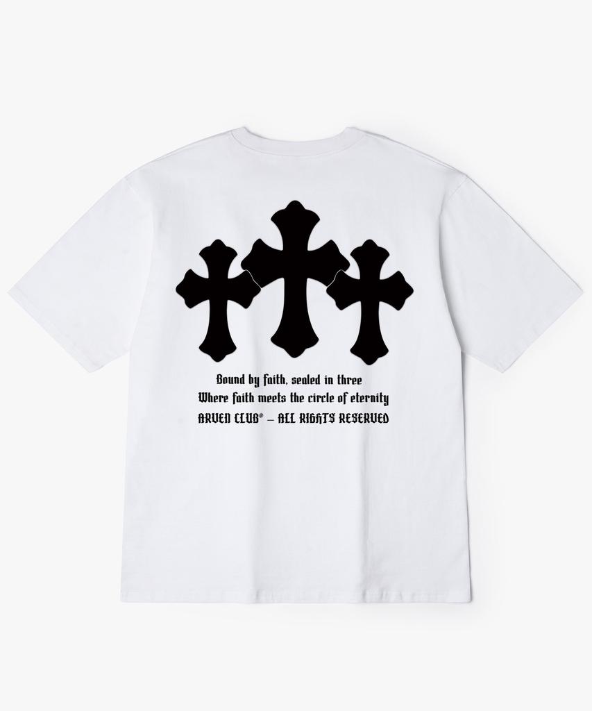 Aleubenkeulleob Three Cross Back Print Short Sleeve T-Shirt