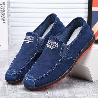 Sapatos de pano masculinos, sola macia, mocassins sem cadarço, sapatos de trabalho masculinos, sapatos casuais antiderrapantes, respiráveis, de pano