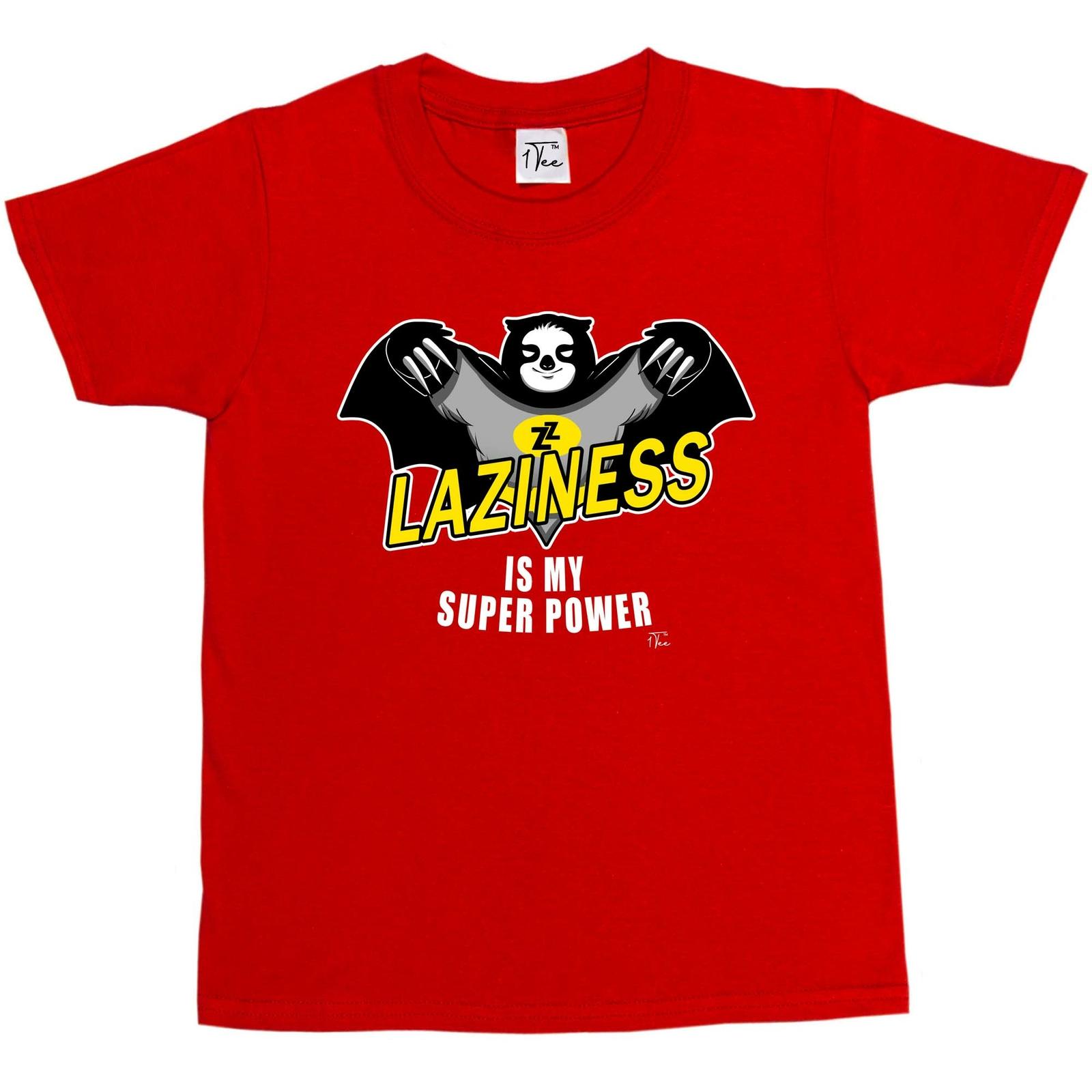 1Tee Kids Boys Laziness Is My Superpower Sloth T-Shirt L