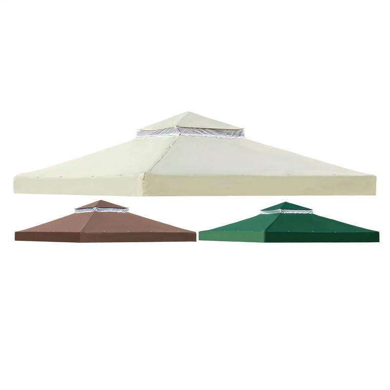 Outdoor Replacement Canopy Top 10x10ft 300D Polyester Cloth Double Tier Gazebo Roof Cover Garden BBQ Gazebo Top Replacement Cove