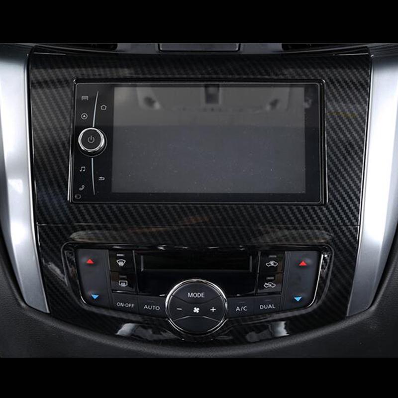 ABS Chrom/Carbon Autozubehör für Nissan Navara NP300 2017-Navigationspanel Steuerschalter Knopfrahmen Abdeckung Trim