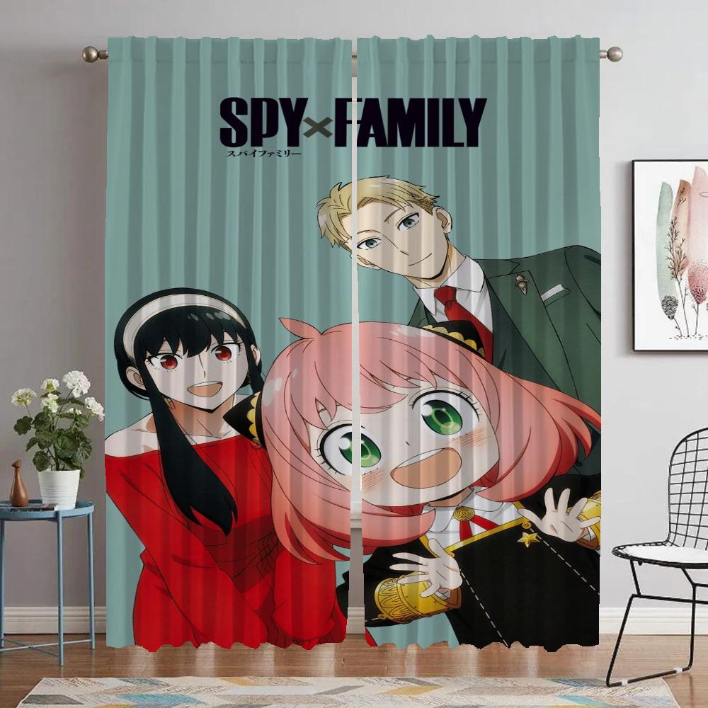 Cieniowanie Spy X Family Zasłona Okienna do Pokoju 2 Panele Zasłony Zaciemniające Tiul do Sypialni Dekoracja Halloween Przegroda Salon