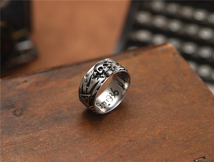 Vintage Skull Couple Domineering Cross Stainless Steel Rings for Men