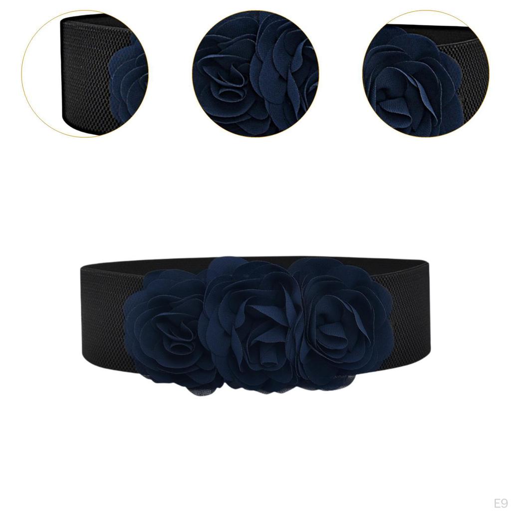 Elastic Waist Belt for Women with Floral Design