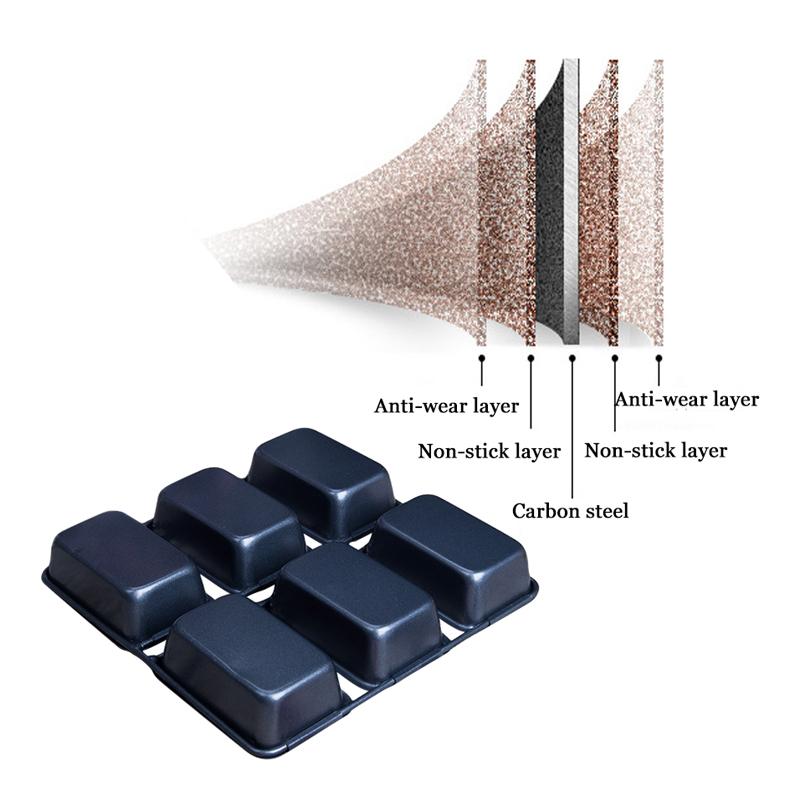 6/12 Cups Cake Mold Square Mini Bread Burger Muffin Non-Stick Cupcake Mold For Household Baking Pan Oven Trays Cake Tools