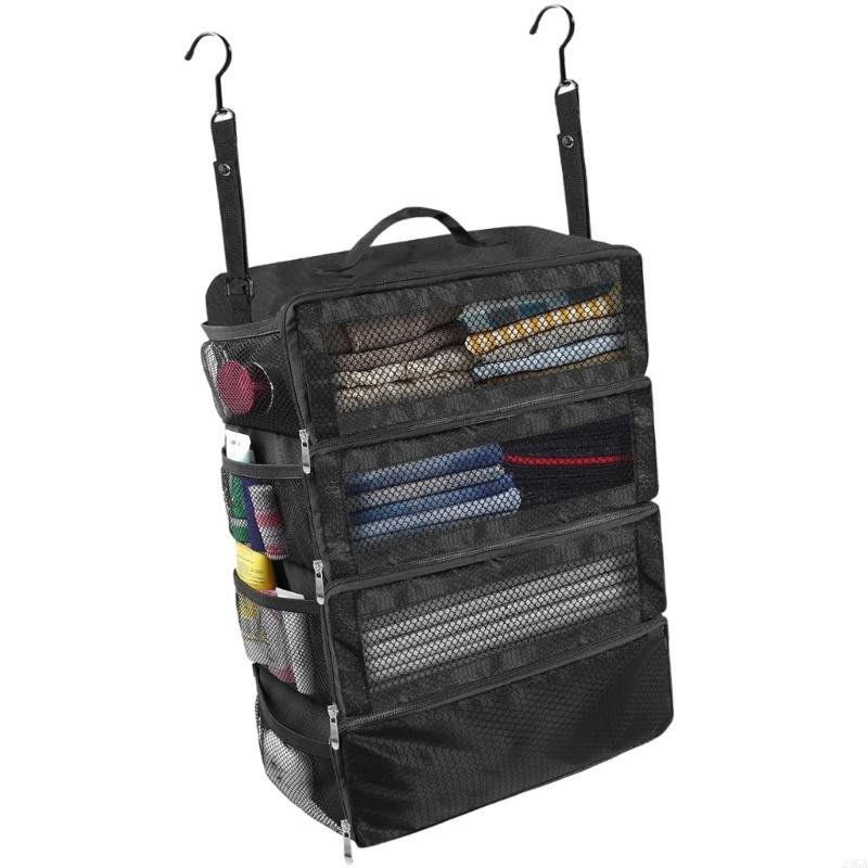 1 Stück tragbare Reise-Aufbewahrungs-Hängetasche mit großer Kapazität, mehrschichtiges Gitter, faltbar, Packtasche, Kleiderschrank-Organizer