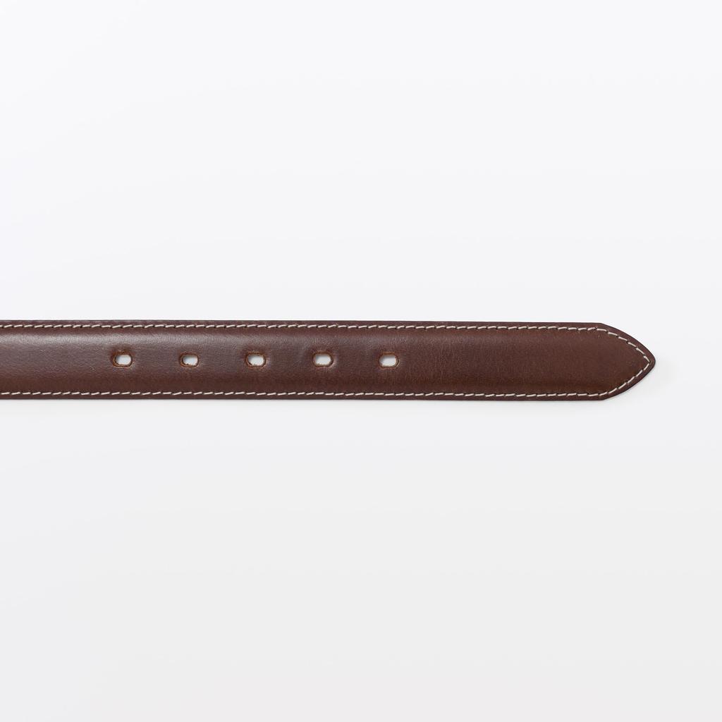 MUJI Vegetable Tanned Leather Adjustable Belt, Medium Width Stitching, Unisex, Adult, EHB28A6S, Dark Brown, Total Length 115cm