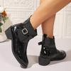 Leisure Boots Female Woman Winter Winter Zipper Warm Classic Shoes for Women Hoof Mid Heels Solid Leather Modern Boots Shoes