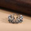 Retro Crown Ring Ins Simple Zinc Open Ring Old Dyed Black Versatile Index Finger Ring