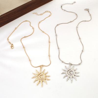 Spiral Sun Pendant Necklace Titanium Steel Vintage Necklace Bohemian Sun Birthday Jewelry for Charm Necklace Prom