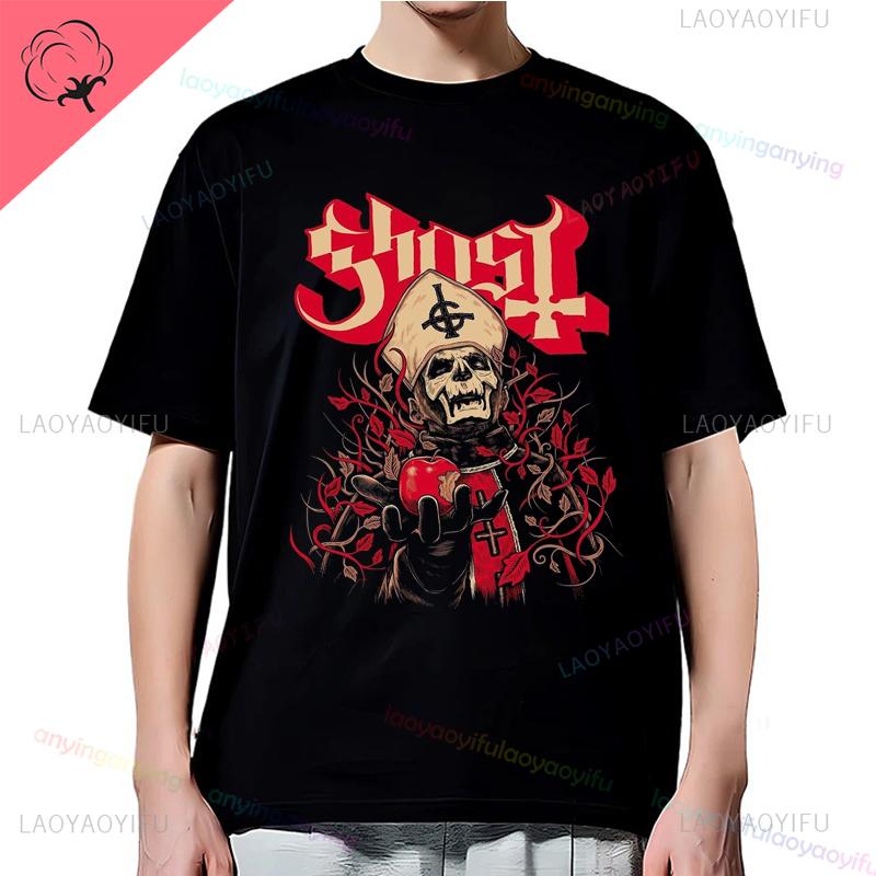 Y2K-Ghost-Band-T-shirt Mens Rock Band Graphic Pattern Cotton T-shirt Casual Vintage Horror Style Harajuku Short-sleev Women Top